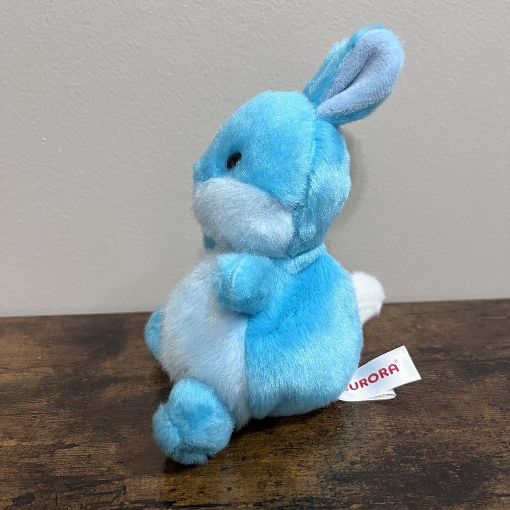 Aurora Palm Pals Hoppy Teal Bunny Blue Bean Plush - Picture 2 of 6